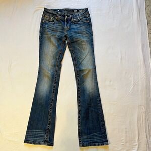 Miss Me Distressed Bootcut Jeans Women Size 26 Fleur de‎ lis